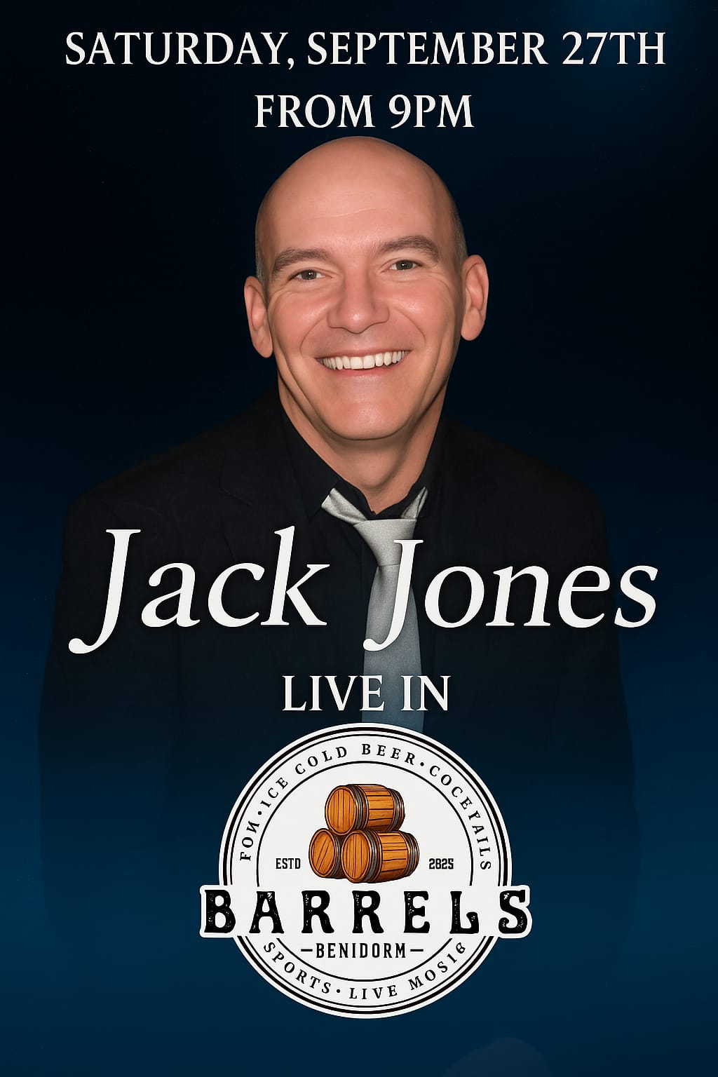 Saturday 27th september from 9 pm live music with Jack Jones - Event in Benidorm